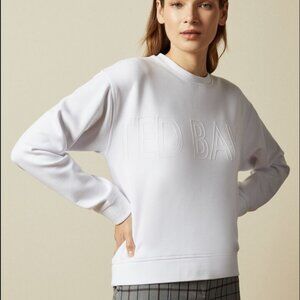Ted‎ Baker Lorito Logo Cropped Sweatshirt Women's Sz 4 White